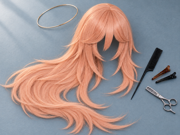 Angel hair wig with styling tools for an Angel Devil cosplay