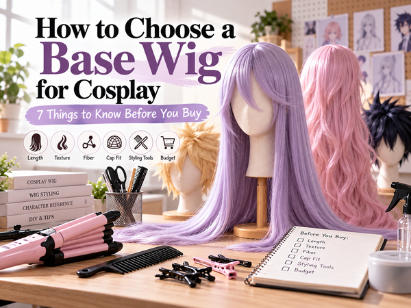 How to choose a base wig for cosplay with straight, crimped and short wig options