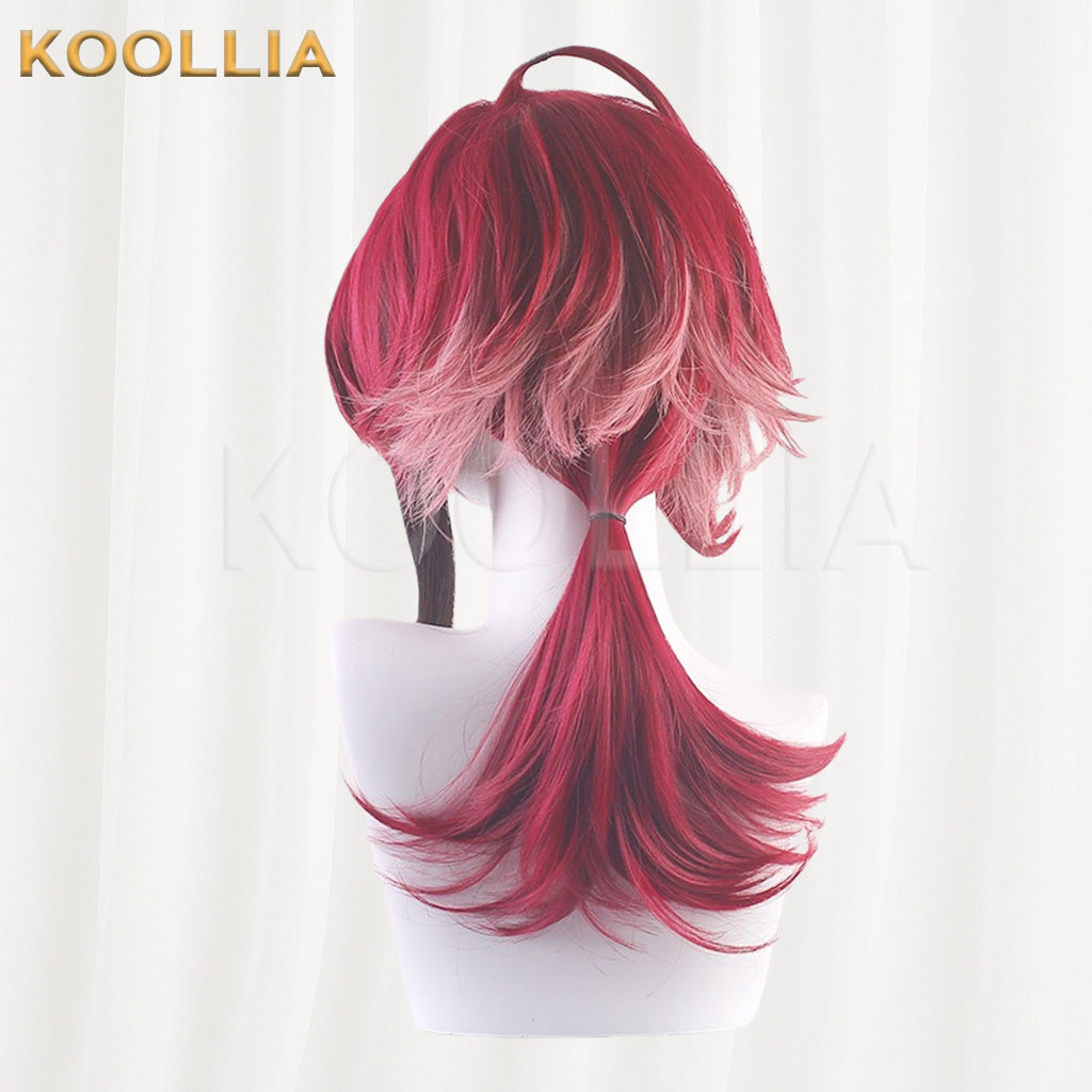 Genshin Impact Shikanoin Heizou Dark Red Gradient Highlight Basic Wig