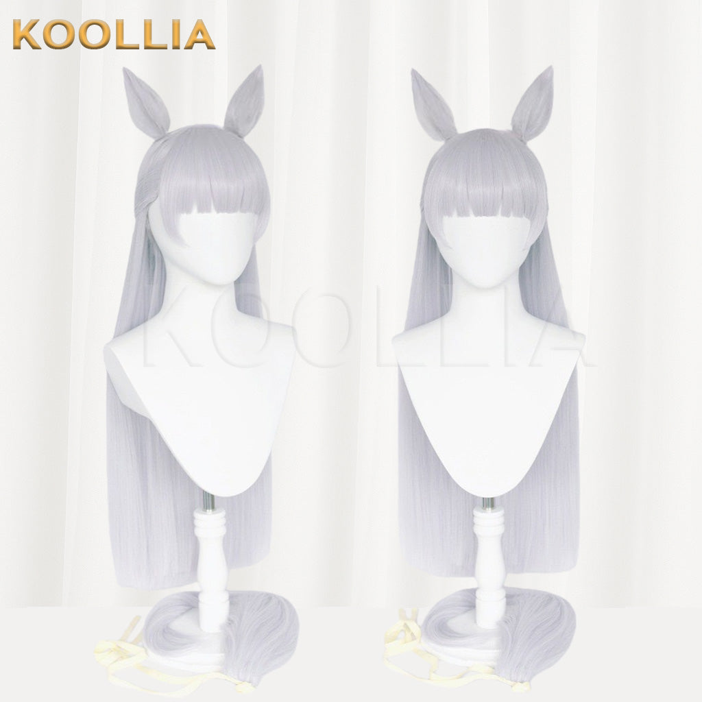 Uma Musume Gold Ship Silver Gray Purple Full Fringe Long Straight Basic Wig