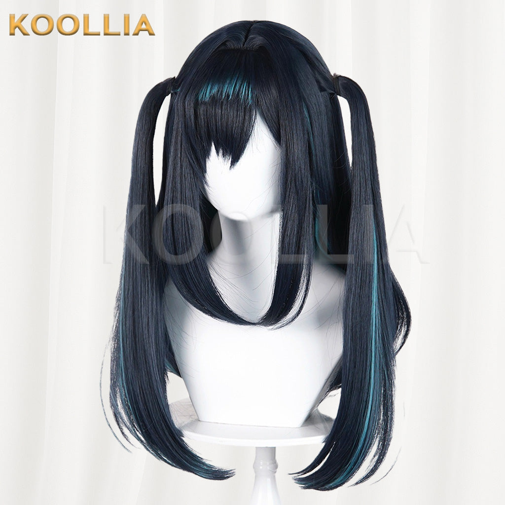 Arknights Closure Black Blue Green Highlight Basic Wig
