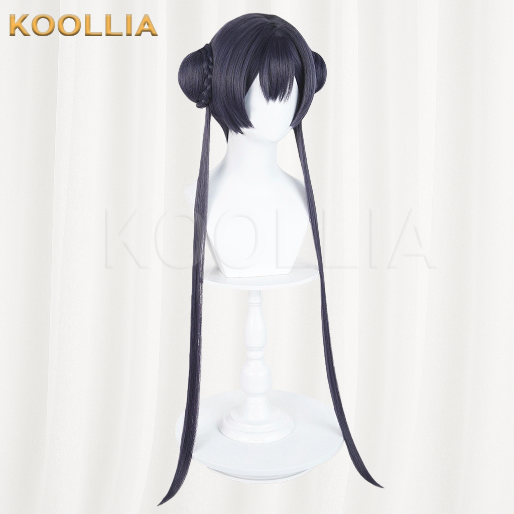 Blue Archive Kisaki Dark Blue Black Bun Basic Wig