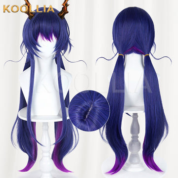 Arknights Chen Blue-Purple Gradient Basic Wig Multi-angle Display by koollia