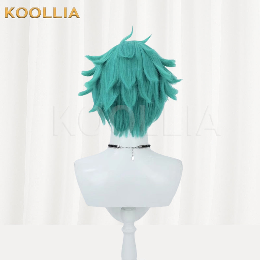 League of Legends & Heartsteel Aphelios Teal Green Layered Spiky Basic Wig