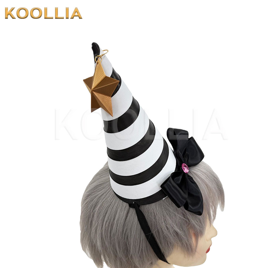 Path to Nowhere Nacchi Black White Striped Pointed Hat Headwear Accessory