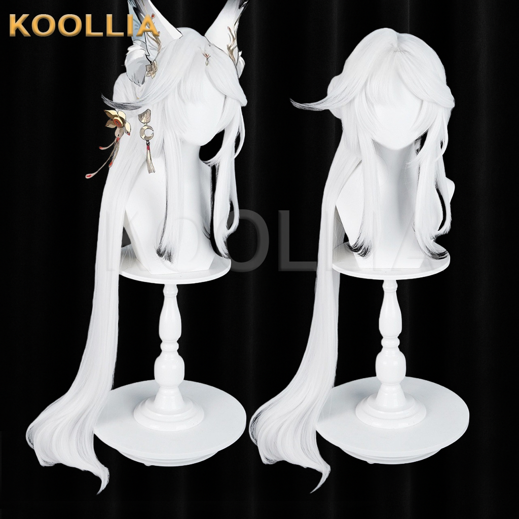Wuthering Waves Xin Solid White With Black Tips Basic Wig