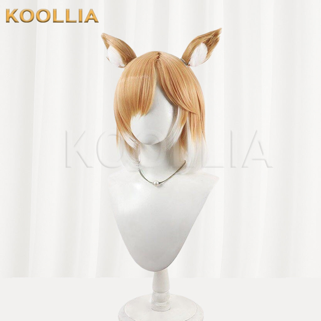 Arknights Mousse Light Golden White Ombre Short Bob Basic Wig
