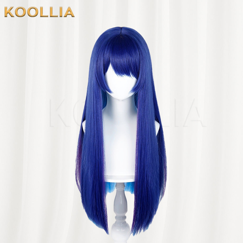 Arknights Mostima Royal Blue Inner Layer Gradient Long Straight Basic Wig