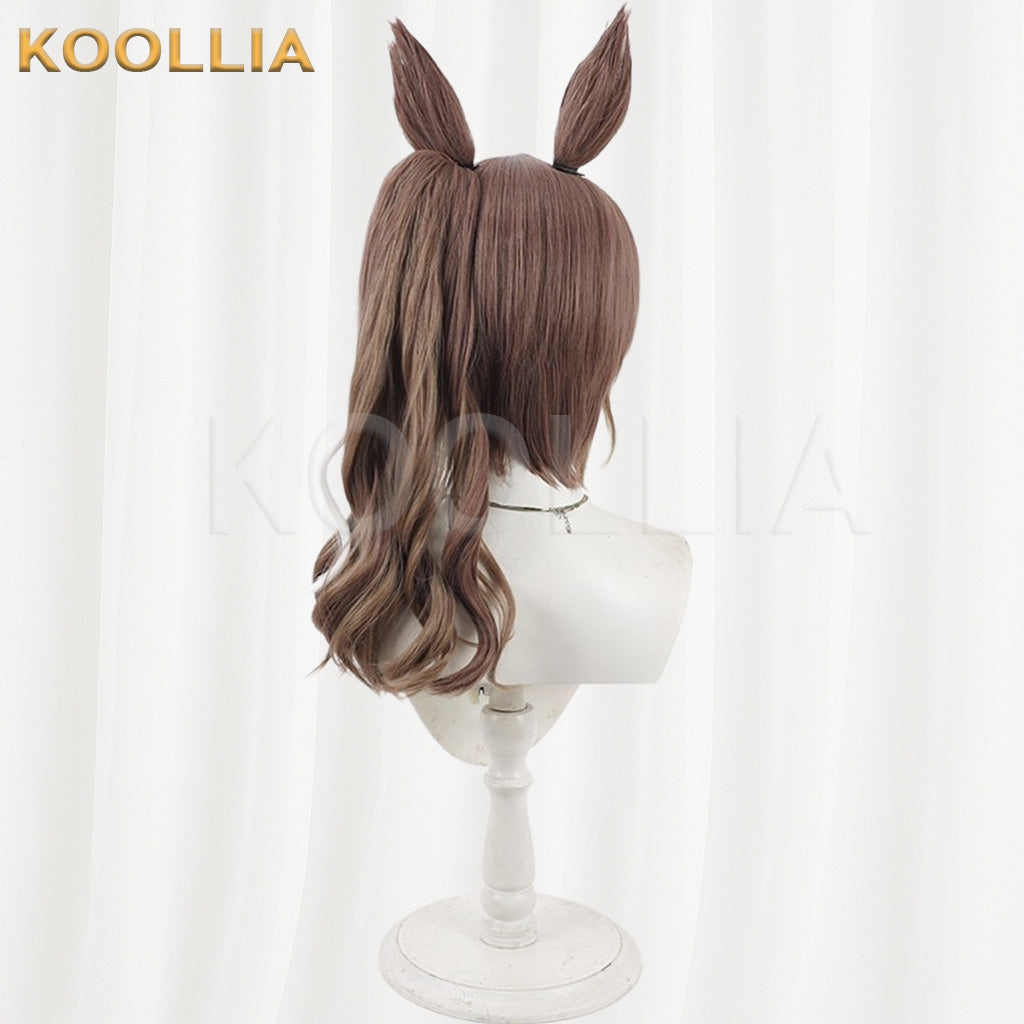 Uma Musume Tosen Jordan Brown White Highlight Wavy Long Basic Wig