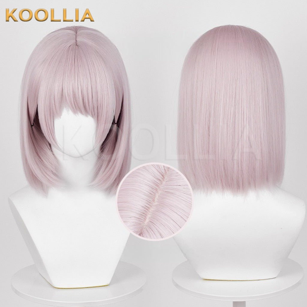 Homem-serra elétrica Makima peruca longa de cabelo rosa básica