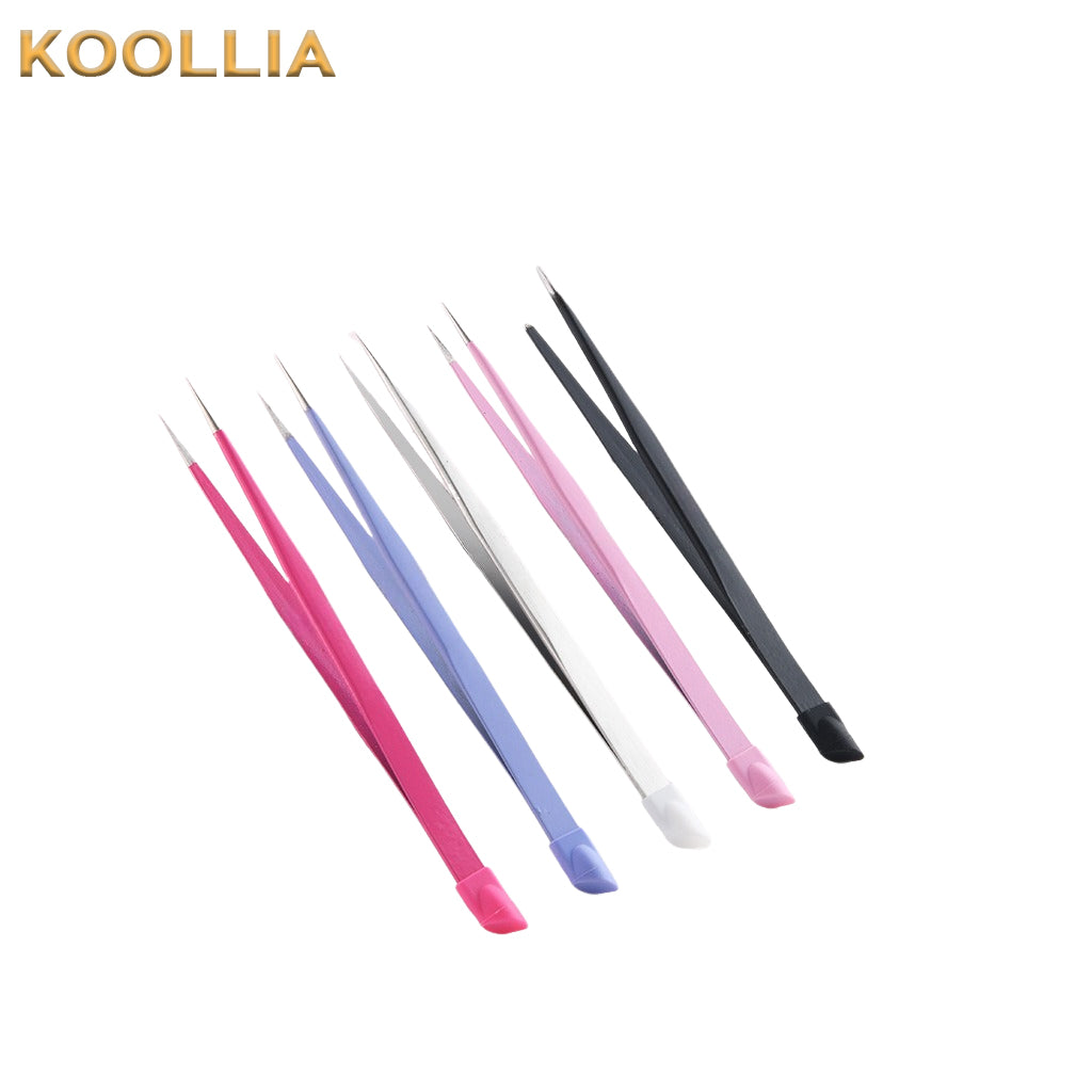 Dual-Ended Nail Art Tweezers with Silicone Tip – Stainless Steel Tool for Stickers, Rhinestones & DIY Crafts Wig Stylist Tools