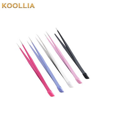 Dual-Ended Nail Art Tweezers with Silicone Tip – Stainless Steel Tool for Stickers, Rhinestones & DIY Crafts Wig Stylist Tools - KOOLLIA
