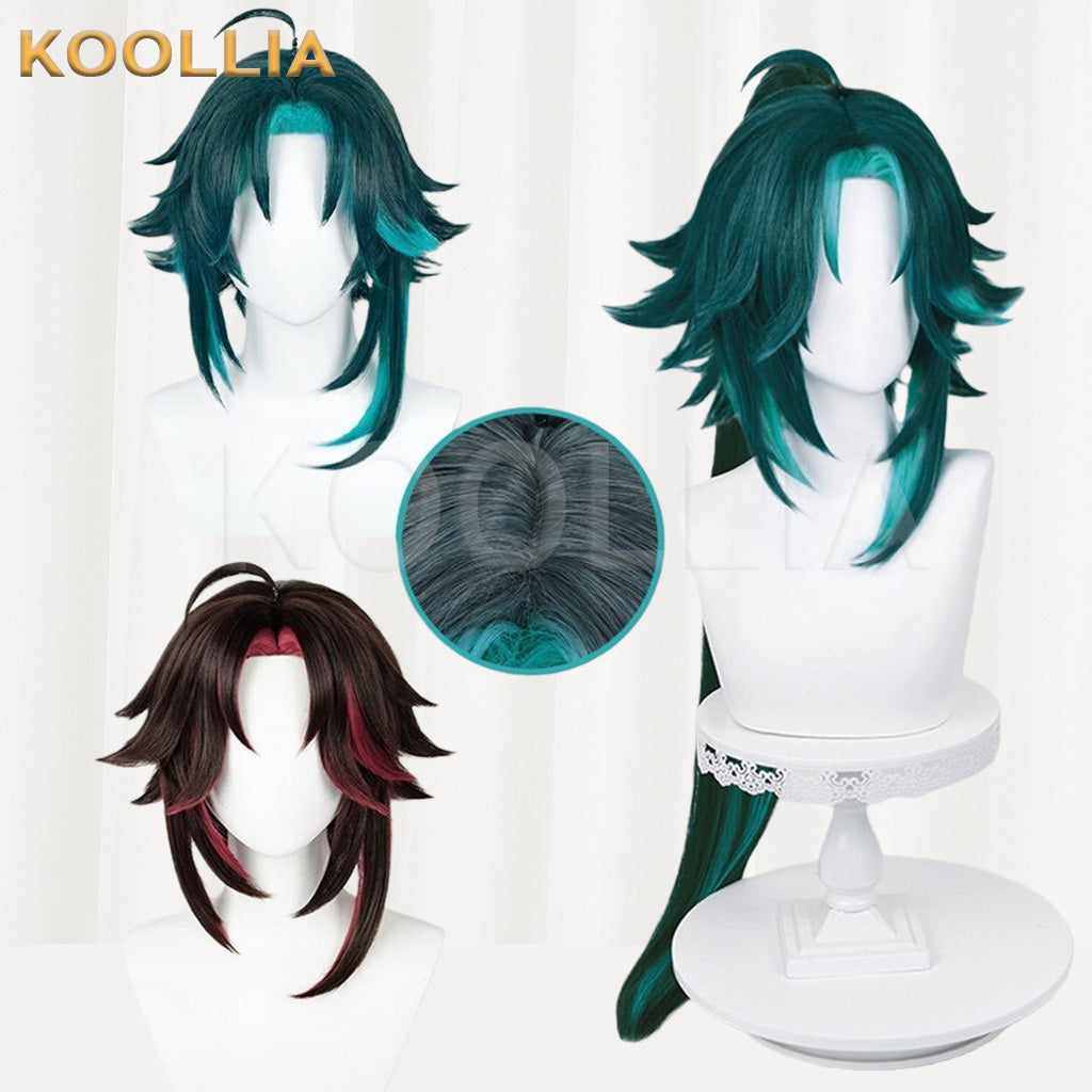 Peruca básica curta de cabelo verde Xiao Genshin Impact