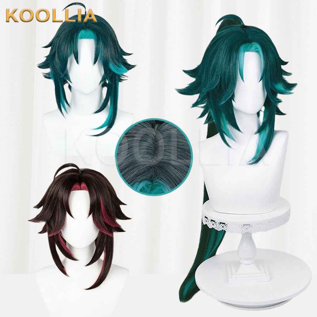 Genshin Impact Xiao Short/Long Green Hair Basic Wig