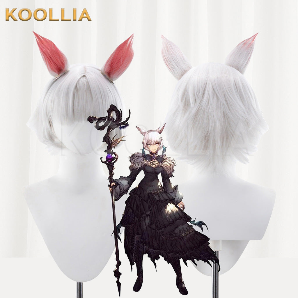 Final Fantasy XIV Y'shtola Rhul Pure White Short Bob Basic Wig