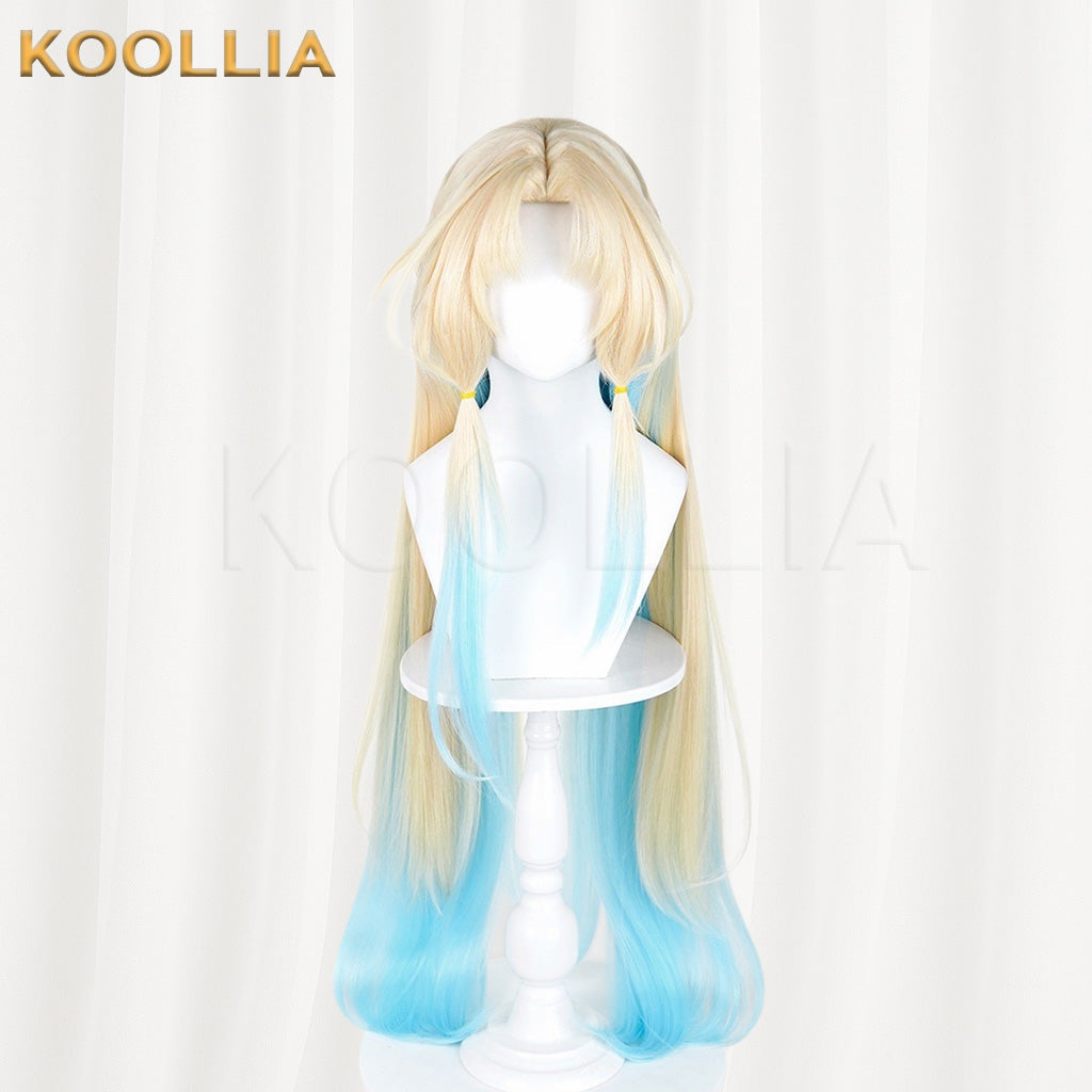 Honkai Star Rail Pearl Light Gold Sky Blue Gradient Long Twin Tails Basic Wig