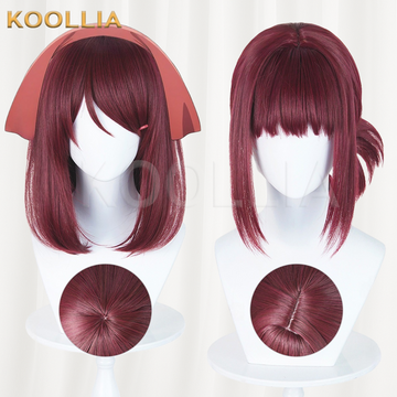 Smoking Behind the Supermarket with You Tayama Solid Wine Red Basic Wig Multi-angle Display by koollia
