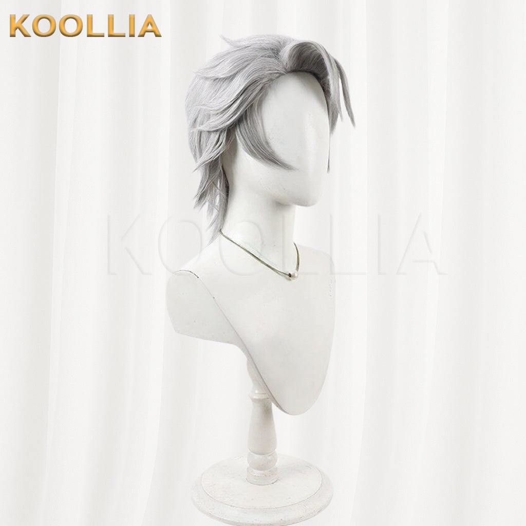 Black Butler Wolfram Gelzer Gray White Fluffy Spiky Short Basic Wig