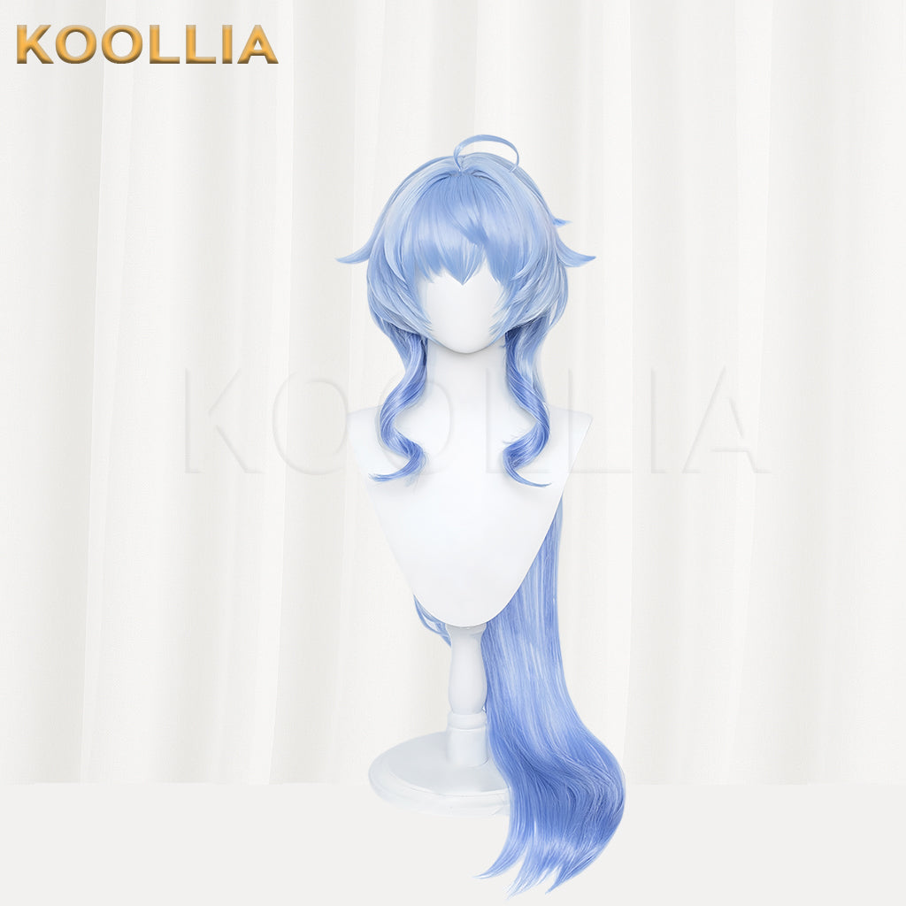 Peruca básica de cabelo longo azul Ganyu Genshin Impact