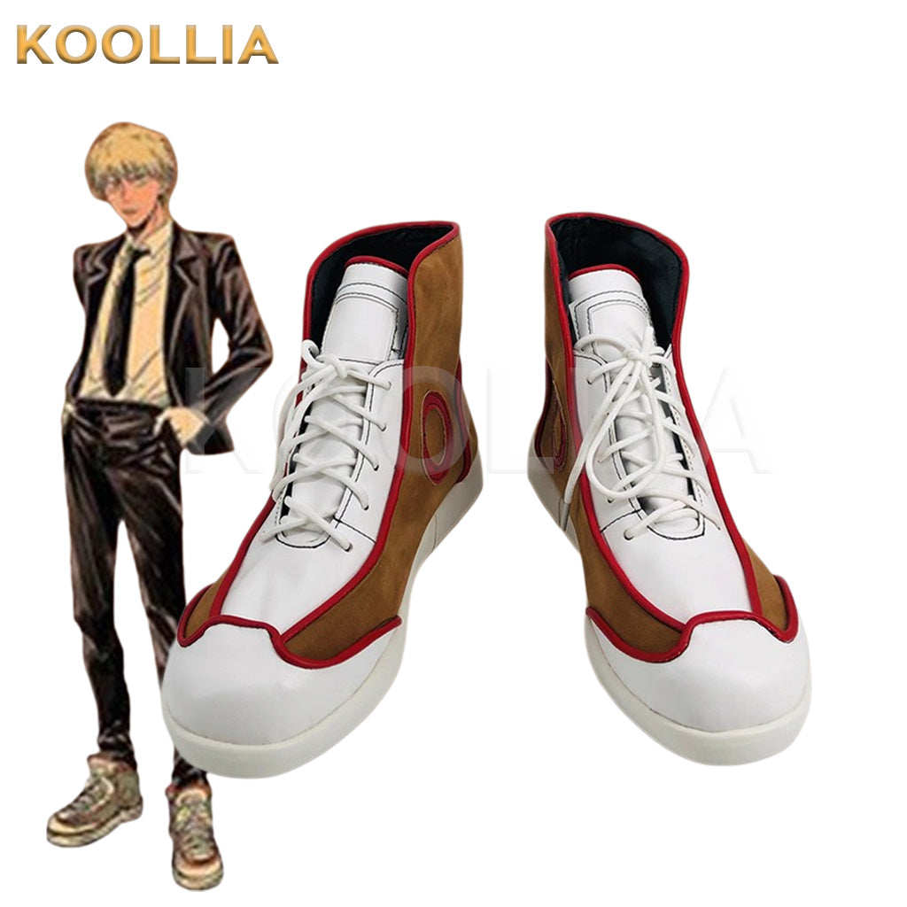 Chainsaw Man Denji White Brown High-Top Lace-Up Cosplay Shoes