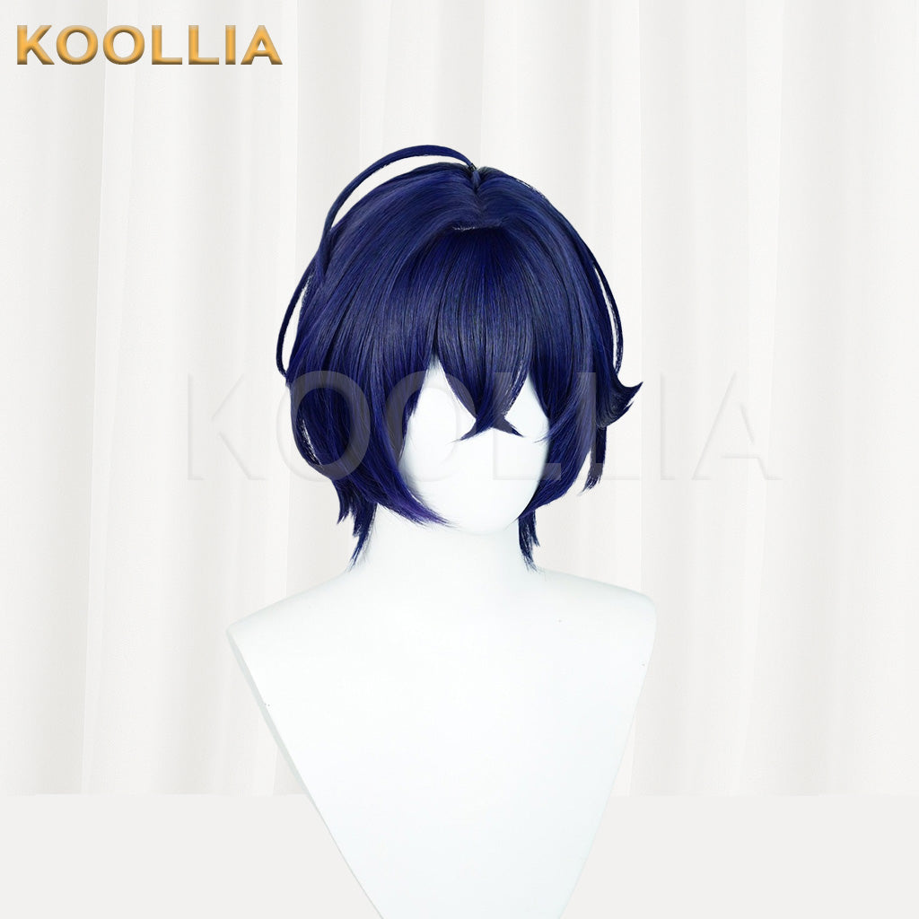 Zenless Zone Zero Rin Deep Royal Blue Short Layered Flip Basic Wig