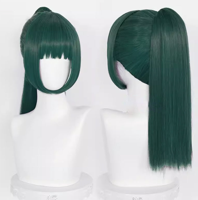 Jujutsu Kaisen Zenin Maki Lange grüne Haare Basic Perücke