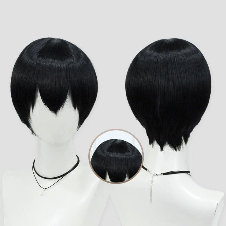 Haikyuu Tobio Kageyama kurze schwarze Haare Basic Perücke