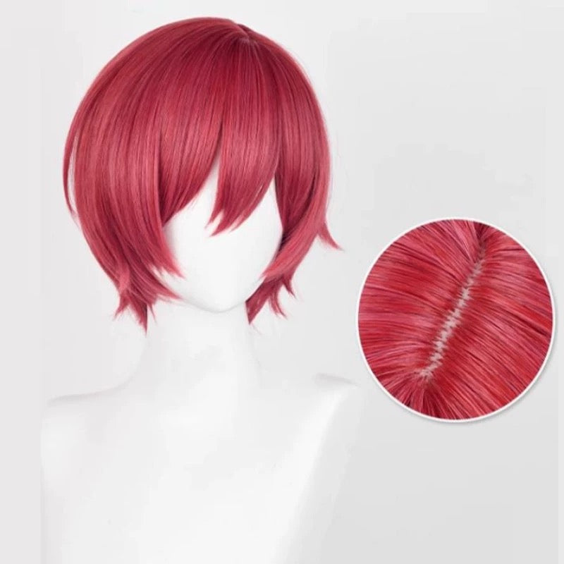 Blaue Locken Chigiri Hyoma Lange rote Haare Basic Perücke