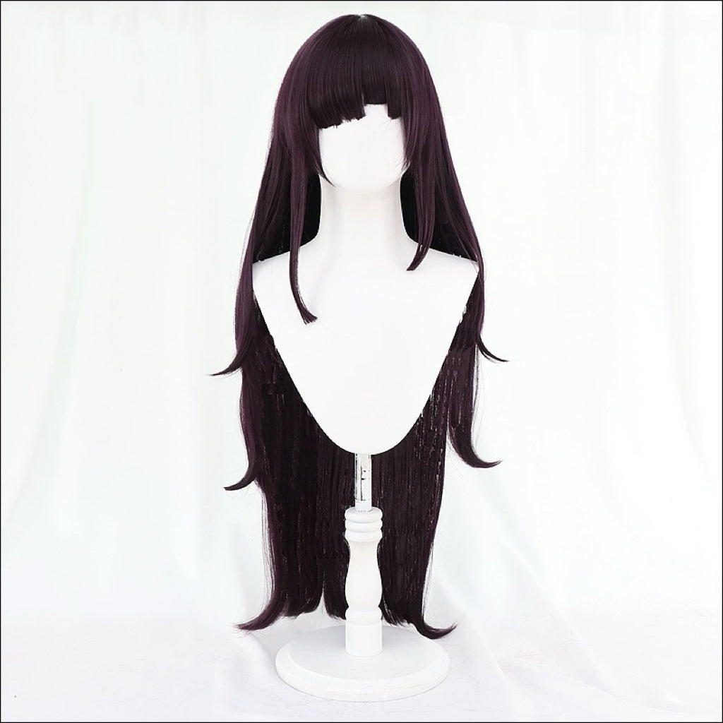 Danganronpa Mikan Tsumiki Long Dark Purple Hair Basic Wig