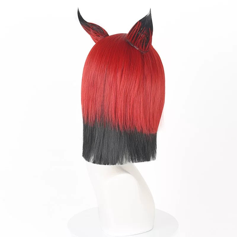 Hazbin Hotel Alastor Lange schwarz-rote Haare Basic Perücke