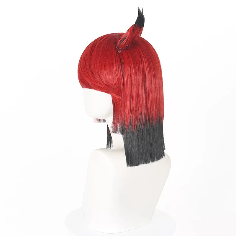 Hazbin Hotel Alastor Lange schwarz-rote Haare Basic Perücke