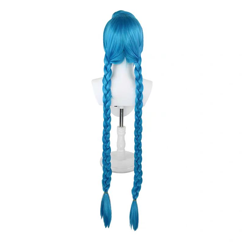 League of Legends & Arcane Jinx – Einfache Perücke mit langen blauen Haaren