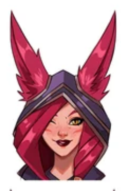 Xayah from LOL commission Wig with Magnetic Ears