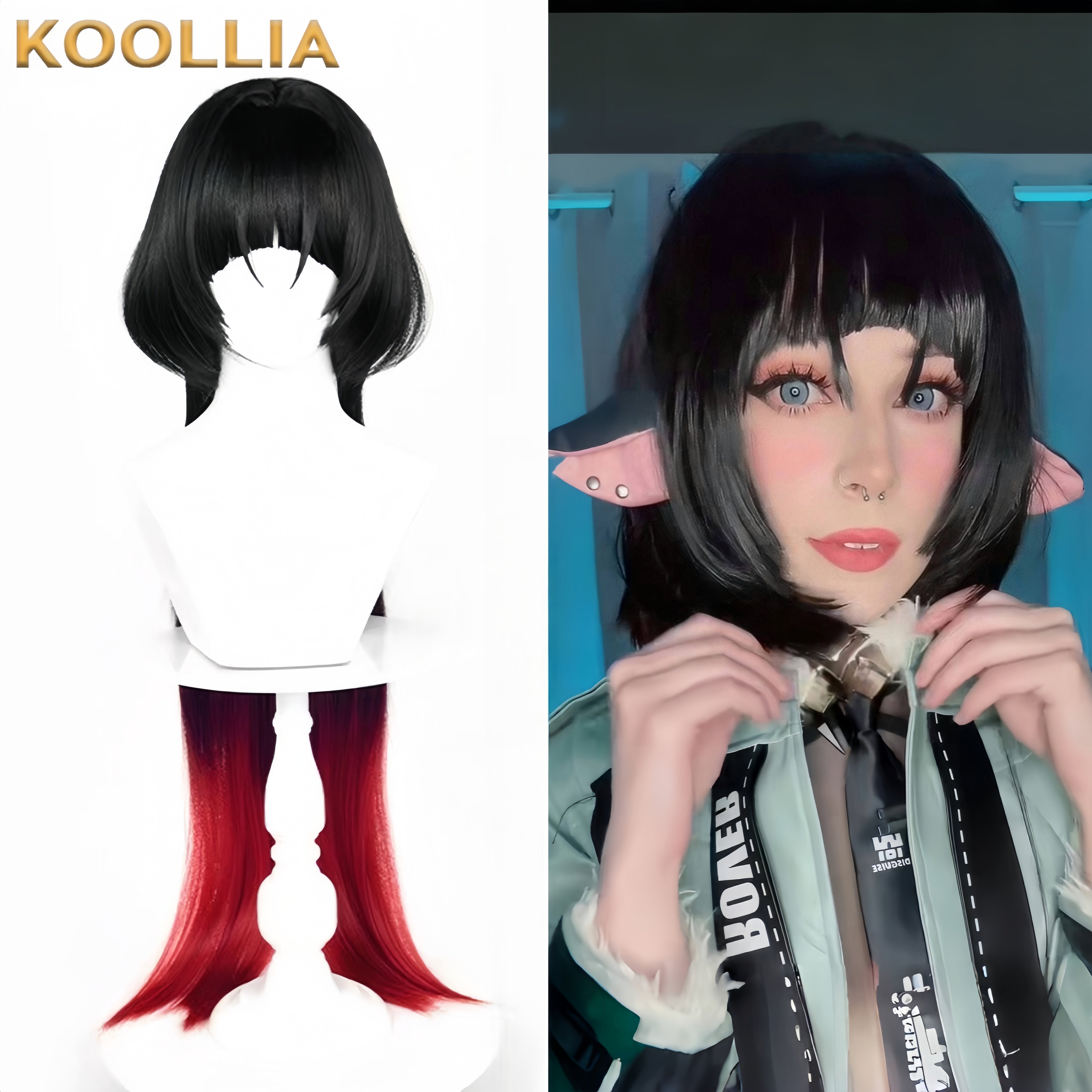 Zenless Zone Zero Jane Doe Long Black Red Hair Basic Wig