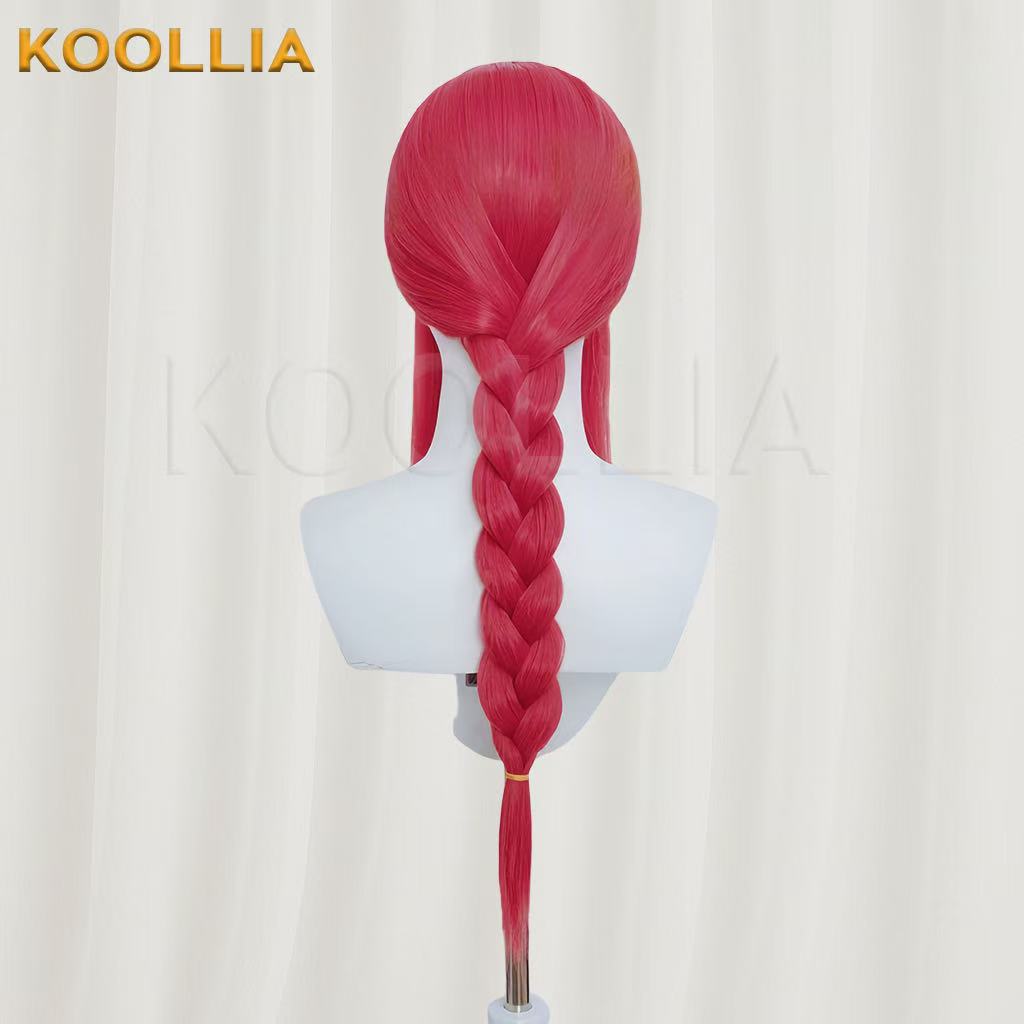 Homem-serra elétrica Makima peruca longa de cabelo rosa básica