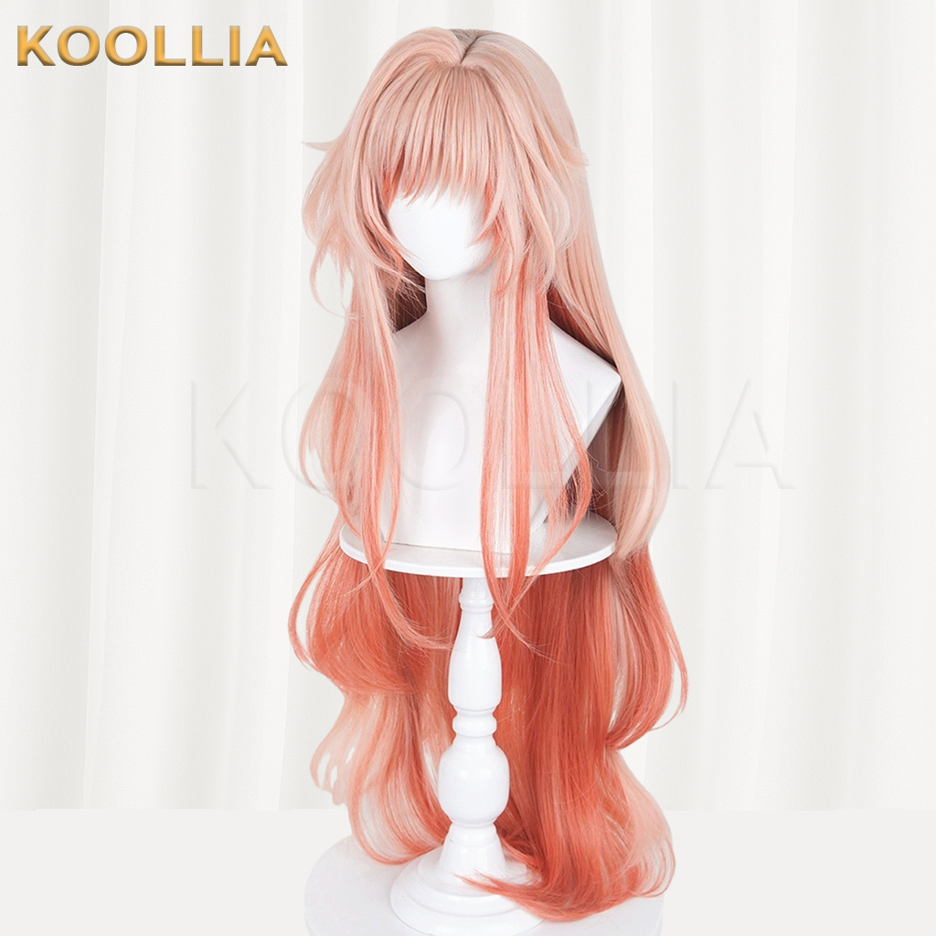 Arknights Haruka Pink Orange Gradient Long Wavy Basic Wig