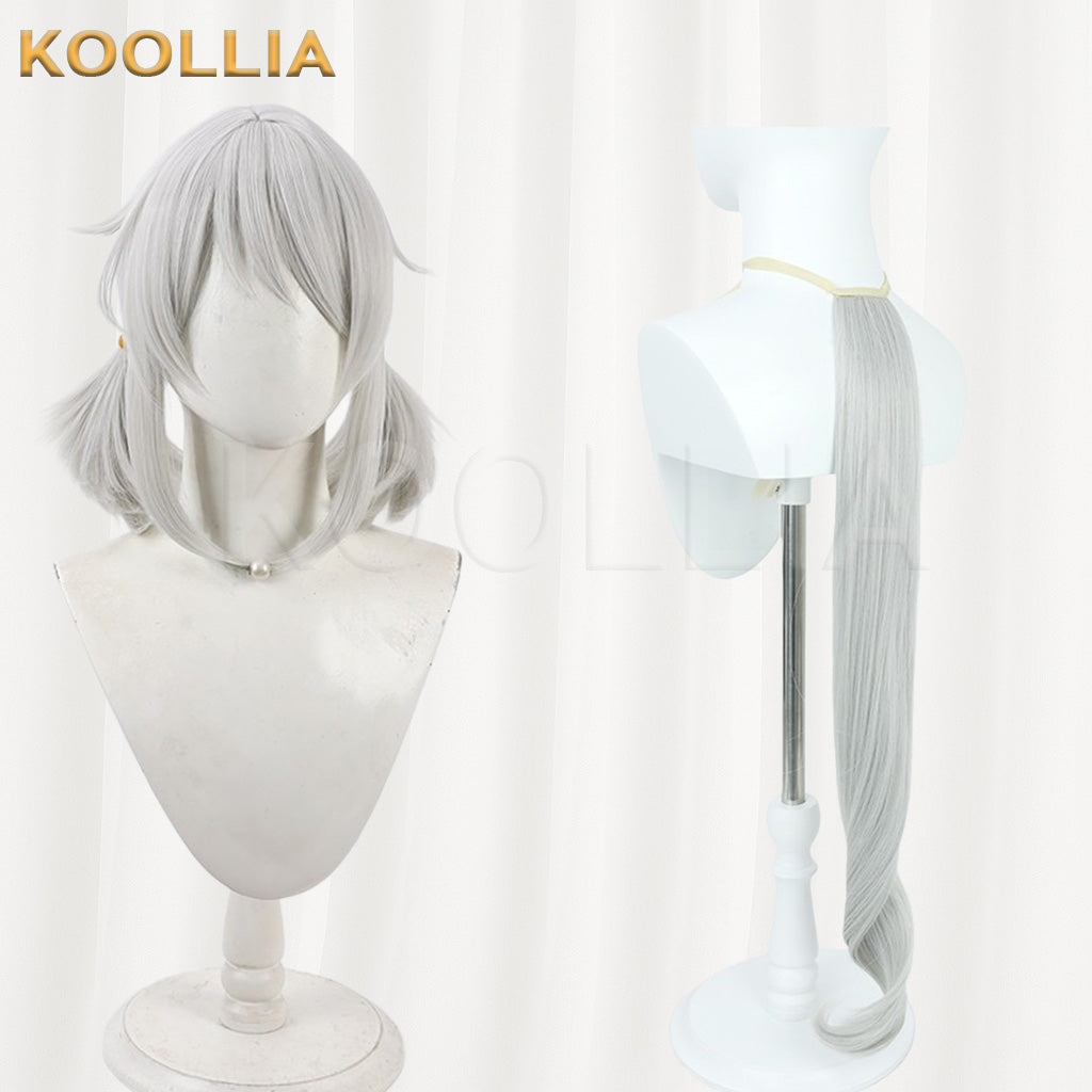 Uma Musume Hishi Miracle Light Silver Gray Low Pigtail Short Basic Wig