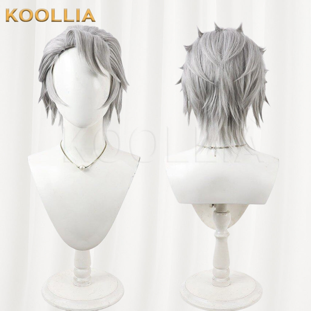 Black Butler Wolfram Gelzer Gray White Fluffy Spiky Short Basic Wig