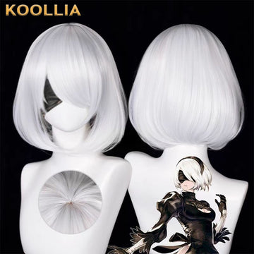 NieR:Automata 2B Short White Hair Basic Wig - KOOLLIA