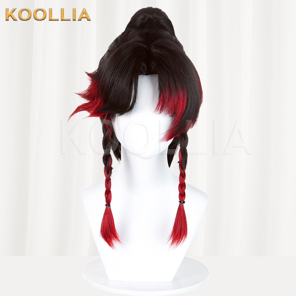 Honor of Kings Yun Ying Black Red Gradient Half-tied High Ponytail Basic Wig