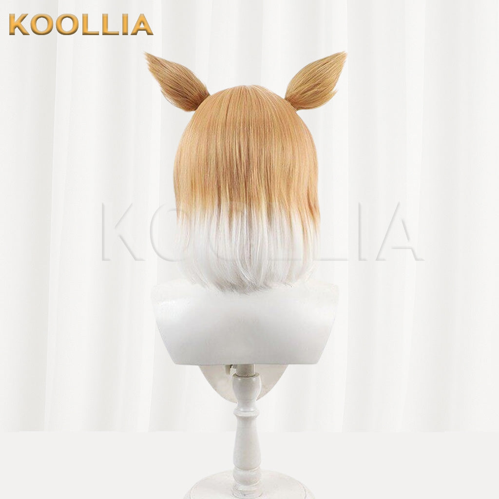 Arknights Mousse Light Golden White Ombre Short Bob Basic Wig