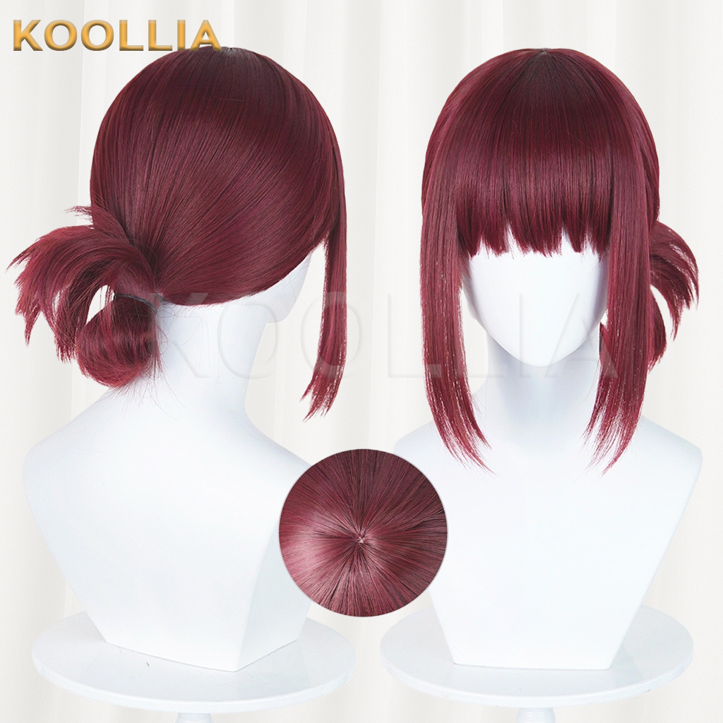 Smoking Behind the Supermarket with You Tayama Solid Wine Red Basic Wig