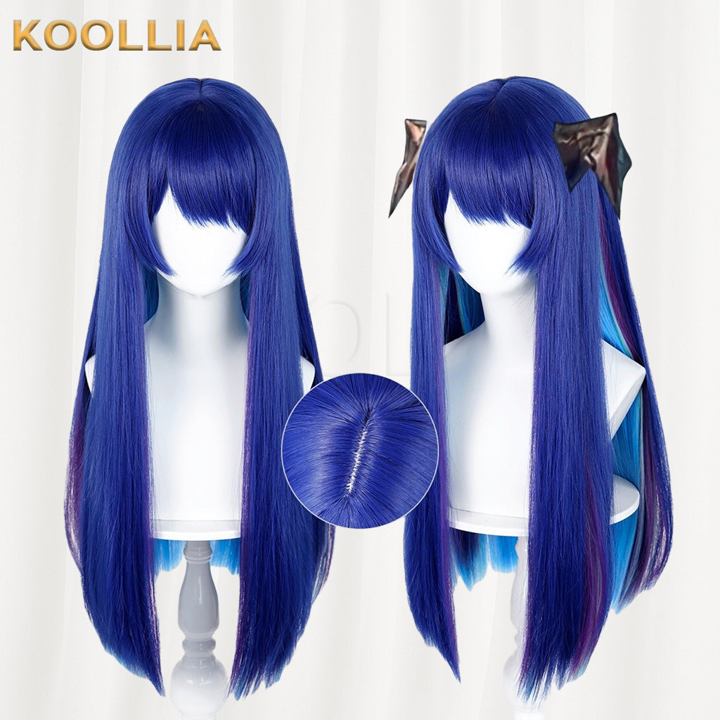 Arknights Mostima Royal Blue Inner Layer Gradient Long Straight Basic Wig