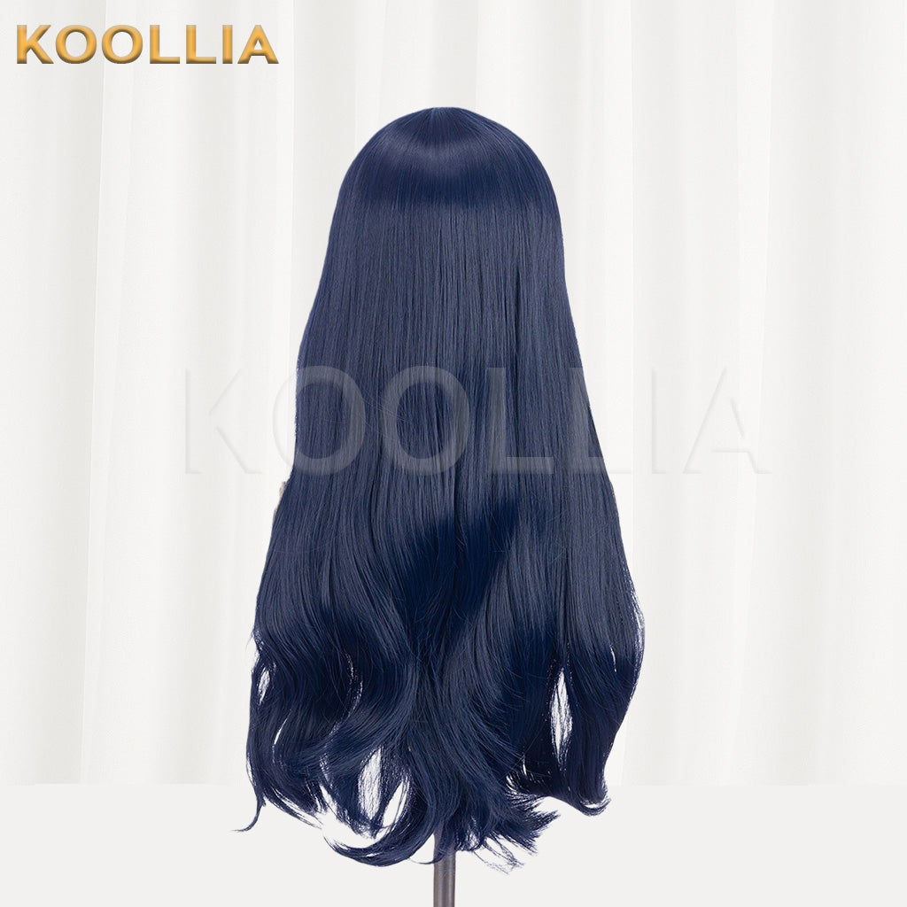 Final Fantasy XIV Gaia Navy Blue Extra Long Wavy Basic Wig