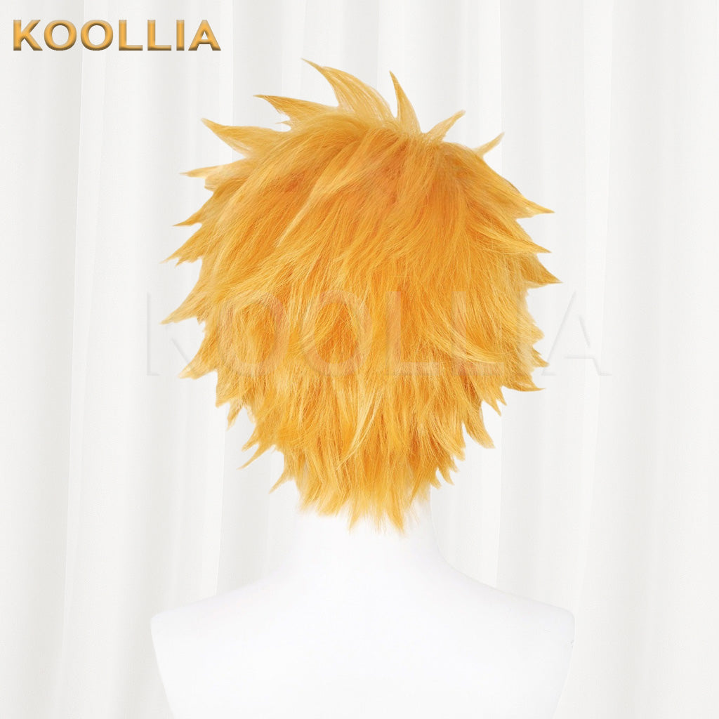BLEACH Ichigo Kurosaki Bright Orange Golden Spiky Short Hair Basic Wig