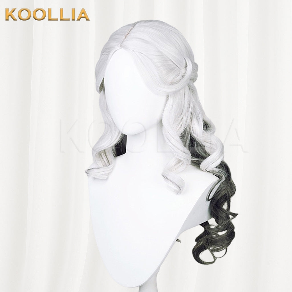 Identity V Ada Mesmer White Black Gradient Curly Basic Wig