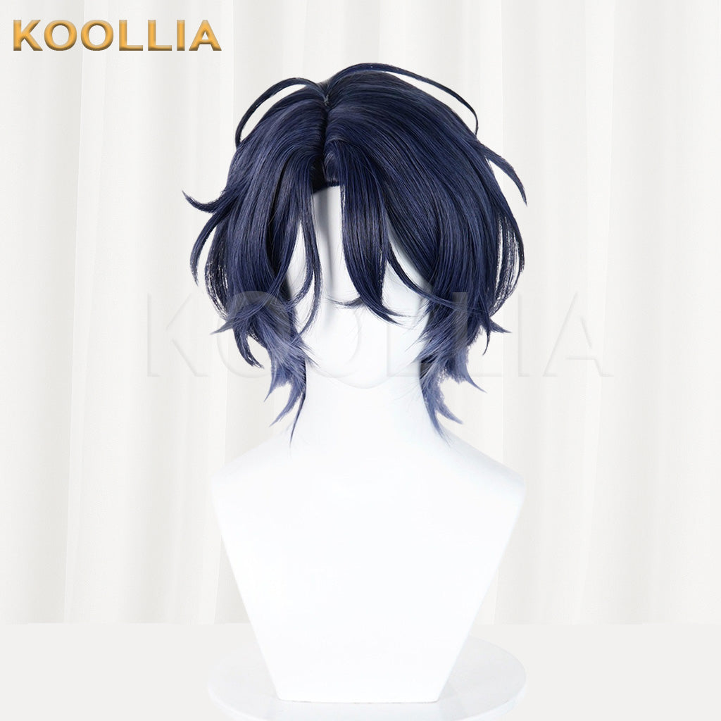 Ensemble Stars Kanze Chitose Navy Blue Purple Gradient Wavy Short Basic Wig