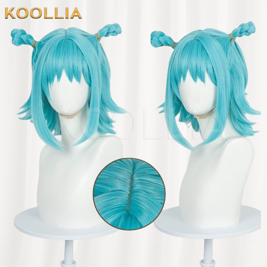 Jujutsu Kaisen Kashimo Hajime Cyan Blue Braided Bun Spiky Short Basic Wig