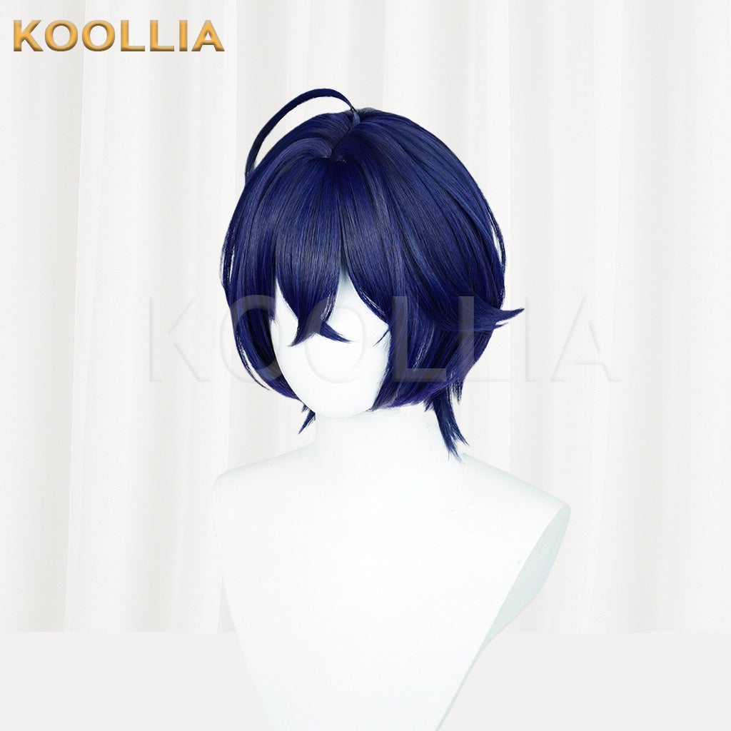 Zenless Zone Zero Rin Deep Royal Blue Short Layered Flip Basic Wig