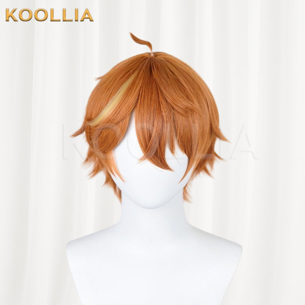 Genshin Impact Tartaglia Warm Orange Short Spiky Basic Wig